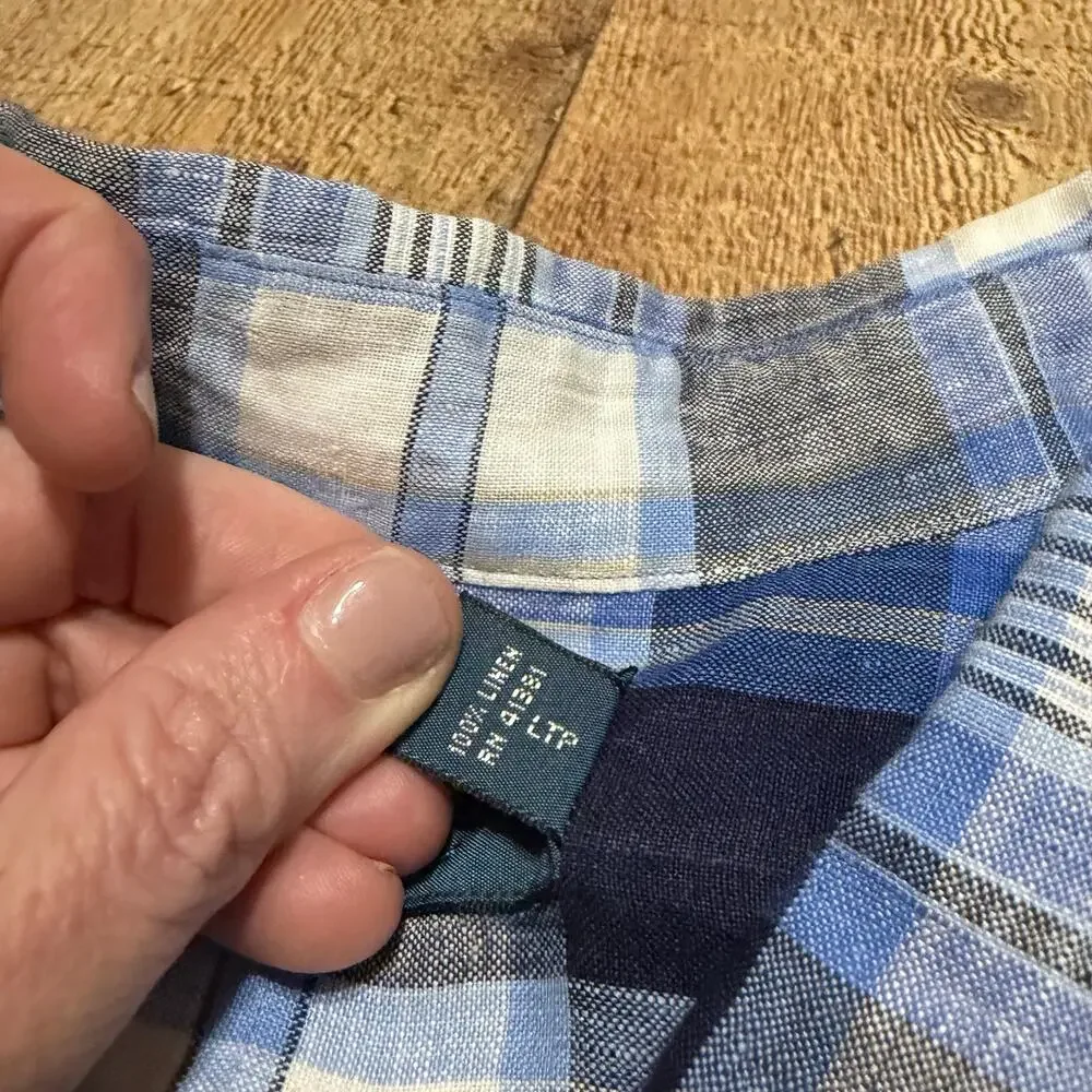 Ralph Lauren Men's Blue Plaid 100% Linen Button Down Sz 4XLT Preppy Classic - Picture 6 of 6